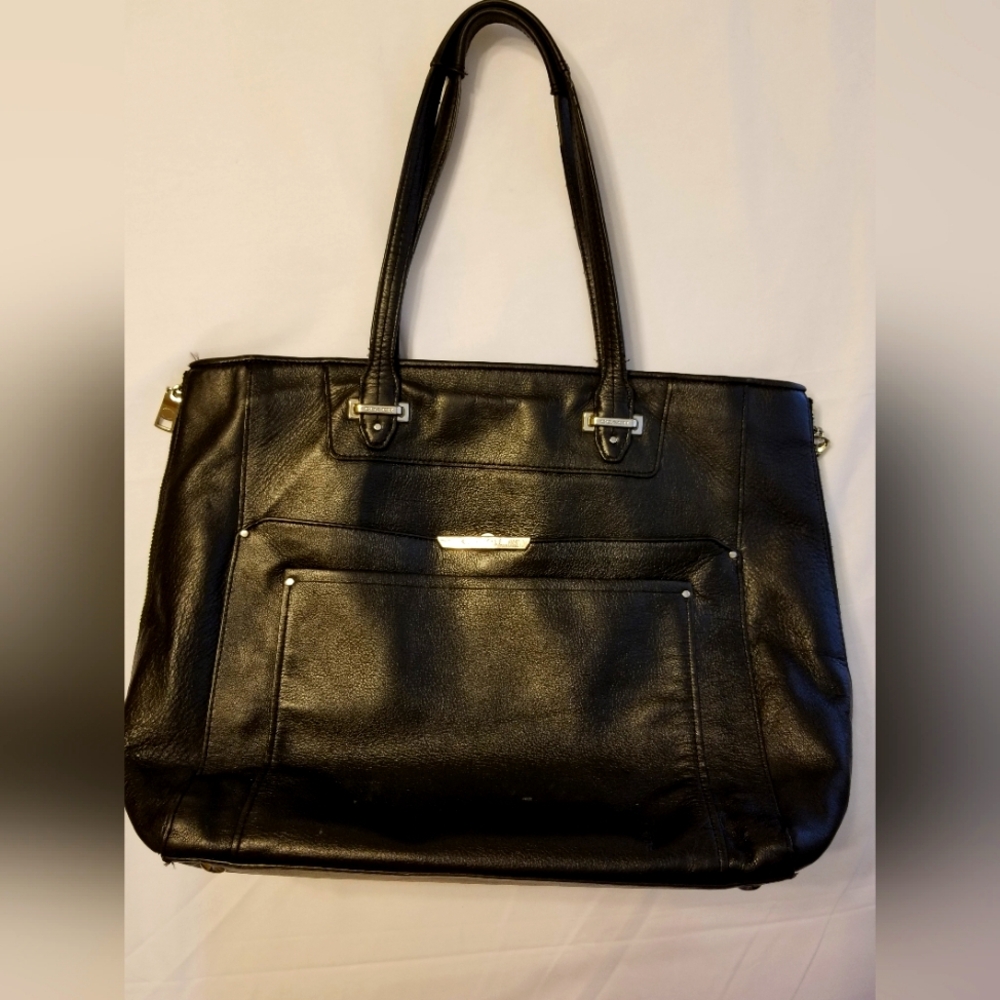 Coach Black Leather Taylor Tote Shoulder Bag Classic Style